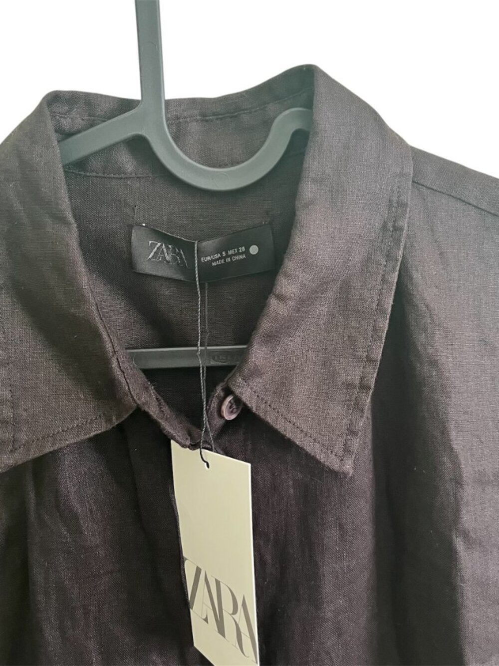 Zara ZW 100% Linen Brown Co‑Ord Set Shirt & Palazzo Pants Size Small Summer NWT - Picture 6 of 16